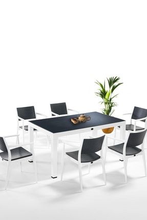 Novussi 6 Kisilik Rattan Efektli Camli Masa Takimi 6 Koltuk Trendyol