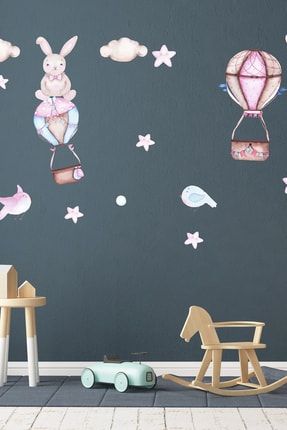 Tavşan Balon Yıldızlar Duvar Sticker Seti ws113