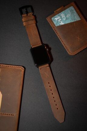 Minimal X Design Tozlu Siyah Minimal X Apple Watch Kordonu 38 40 Mm Gercek Deri El Yapimi Trendyol