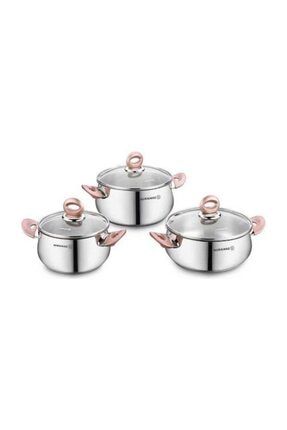 Emsan Azure 6 Parca Titanyum Celik Tencere Seti Rose Gold Trendyol