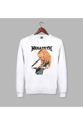 Erkek Beyaz Megadeth - Dave Mustaine Baskılı Uzun Kollu Sweat - Sweatshirt 4810882536