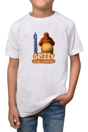 Grizzy Ve Lemmingler- Beyaz Çocuk T-shirt T-9 grizzy-cocuk-9