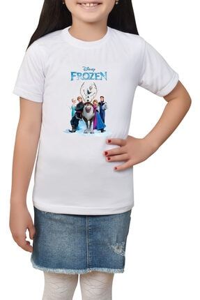 Kız Çocuk Beyaz Elsa T-shirt T-28 elsa-cocuk-29