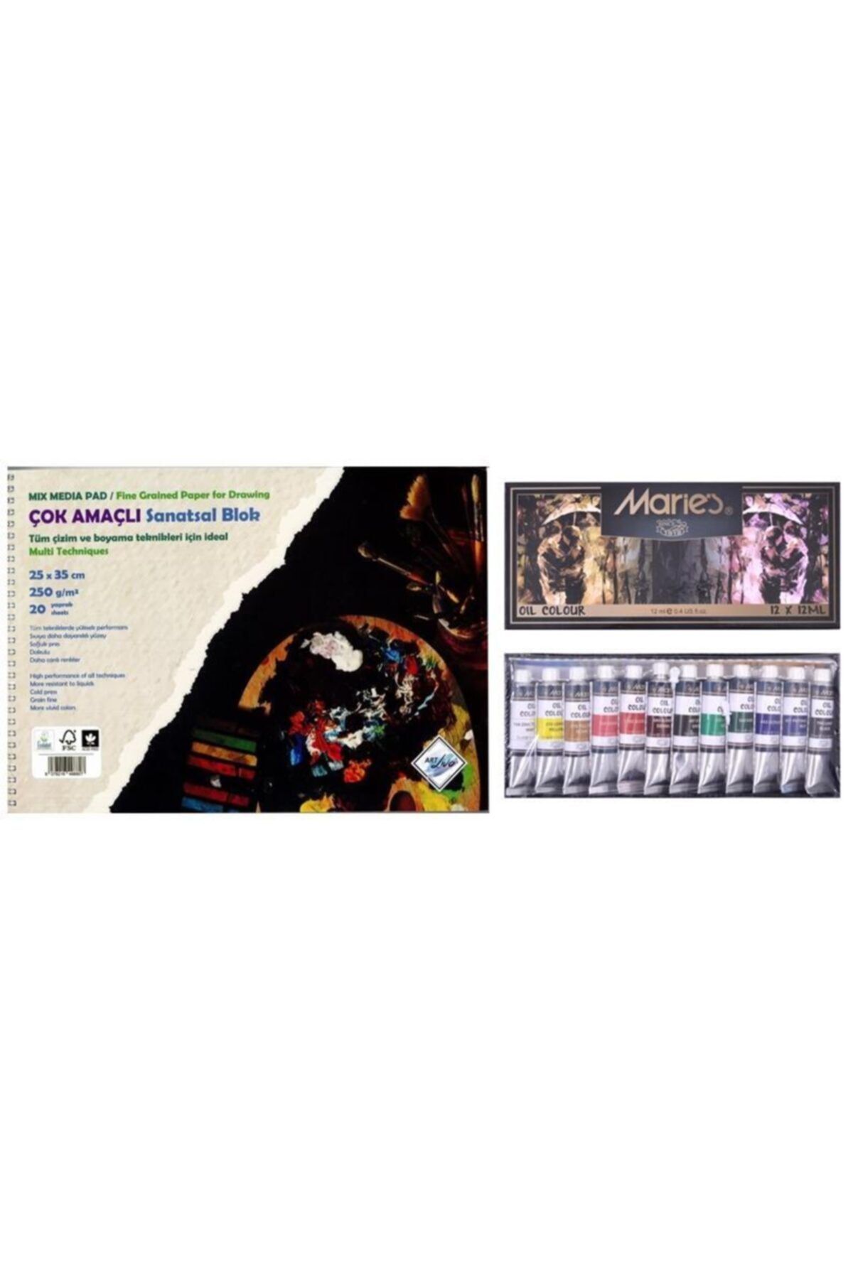Art Liva 25x35 250gr Cok Amacli Sanatsal Defter I Maries 12 Li Yagli Boya Trendyol