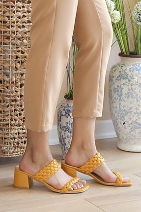Kadın Hardal Klasik Topuk Ayakkabı A9000-20