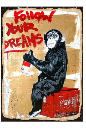 Tablomega Silahli Maymun Desenli Mdf Tablo 50x70cm Trendyol