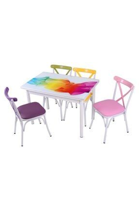 Sweet Home Smart Acilir Cam Masa Sal 4 Adet Monopetli Sandalye Takim Trendyol
