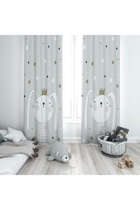 Else Hali Unisex Gri Tacli Kedi Iskandinav Desenli Cocuk Odasi Fon Perde Trendyol