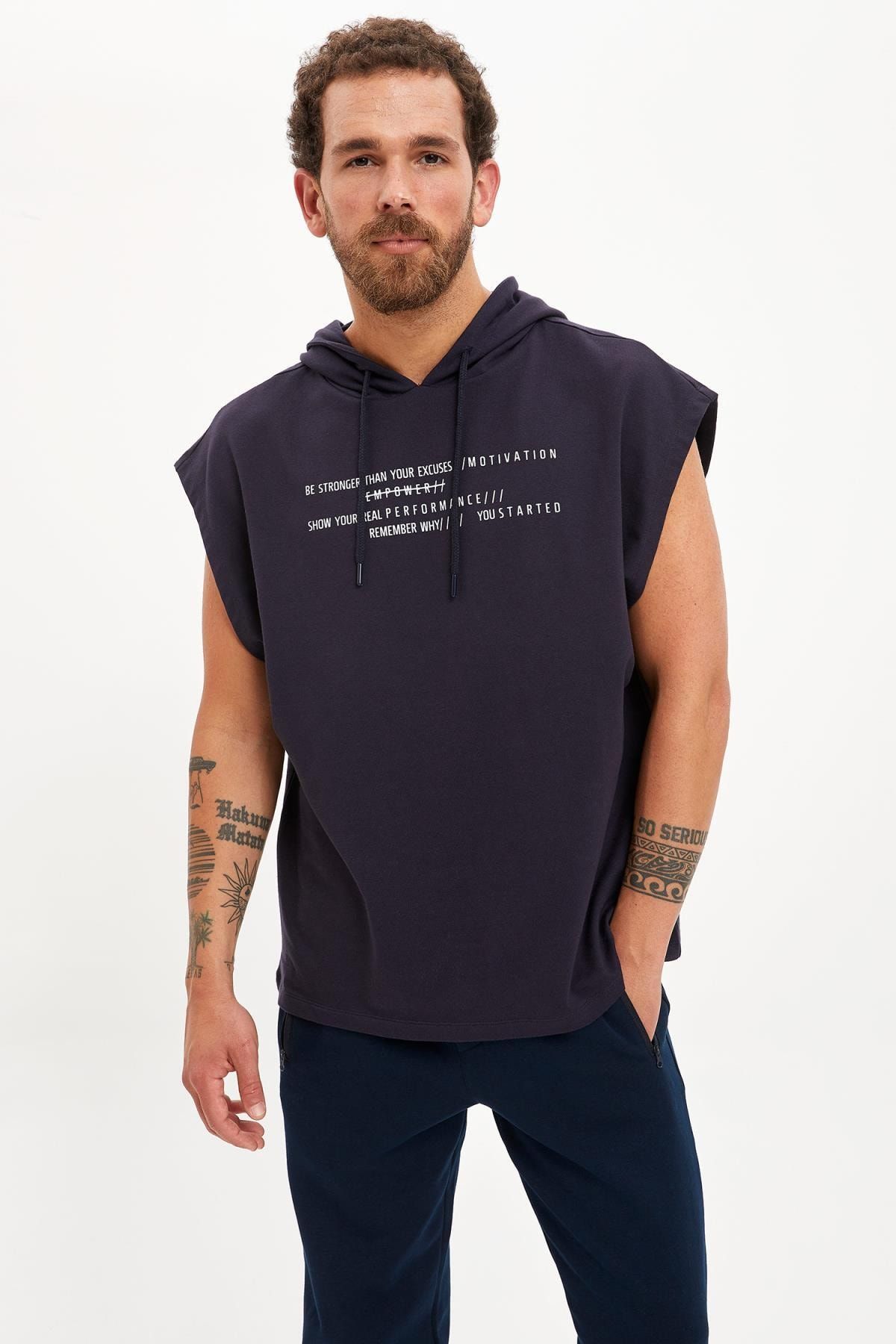 Defacto Erkek Lacivert Slim Fit Sporcu Tisort S3336az20sm Trendyol