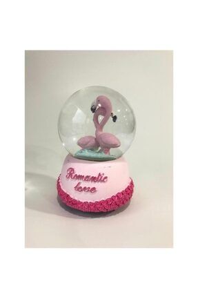 Romantik Kırılmaz Cam Fanuslu Flamingo Tasarımlı Kar Küresi Ve Müzik Kutusu KK4161