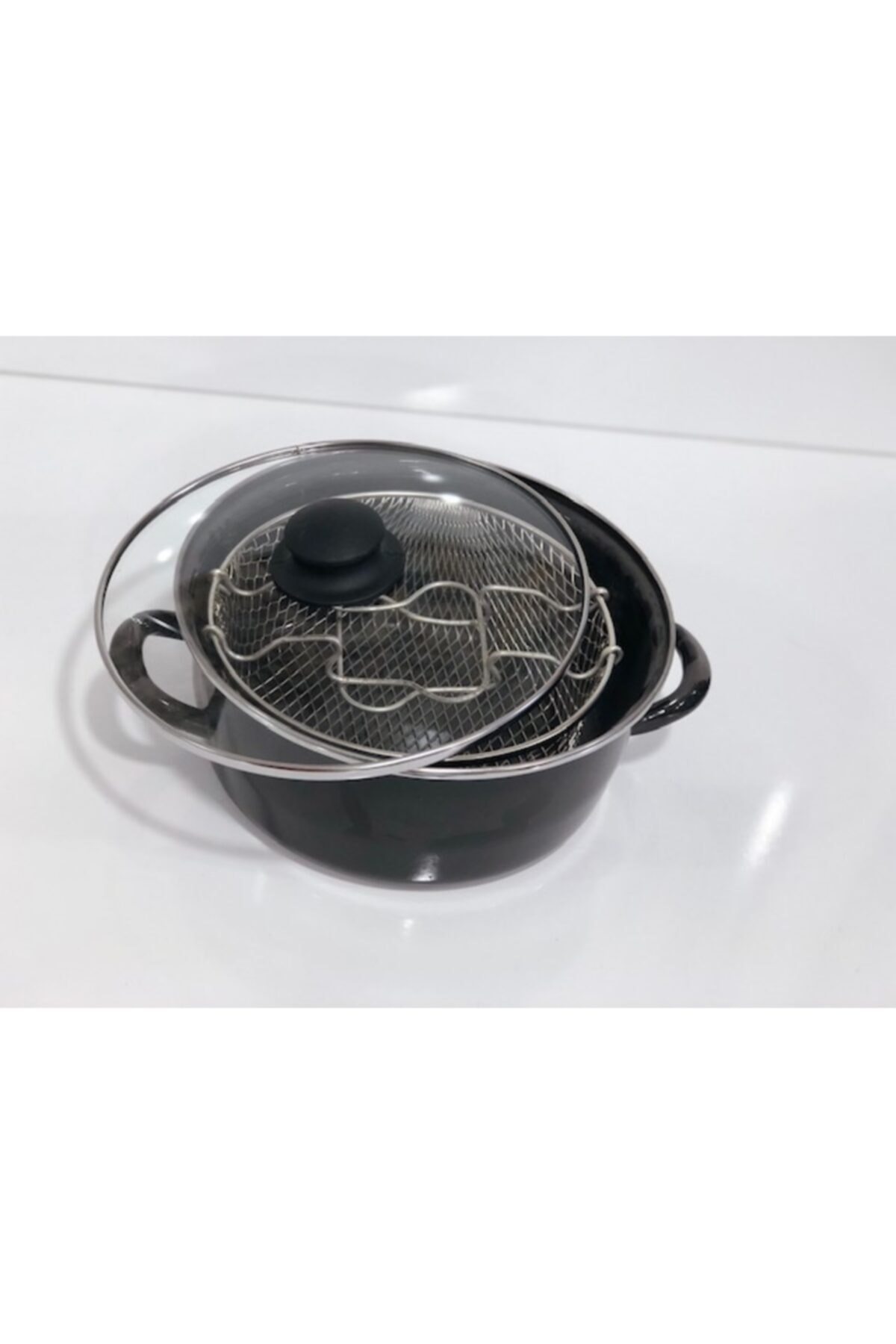ALICIOGLU Firitöz Kızartma Fritöz Patates Biber Patlıcan Emaye Kızartma Tenceresi 2,5 Lt Airfryer