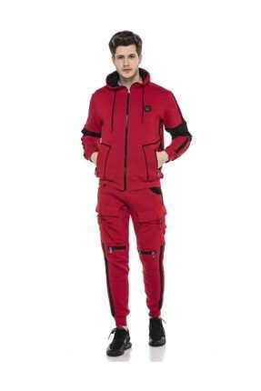 Erkek Kırmızı Şeritli Kargo Cep Kışlık Alt Eşofman CBJ-CR125|072