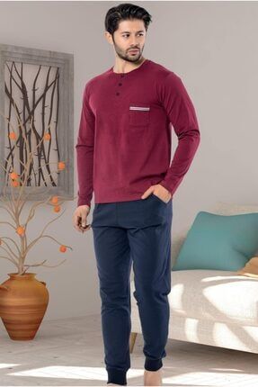 Koza Erkek Bordo Pijama Takimi Trendyol