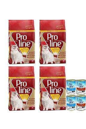 Proline Tavuklu Yetişkin Kedi Maması 1.5 Kg X 4 Adet + Proline Karışık Kedi Konservesi 4 Adet ST01192