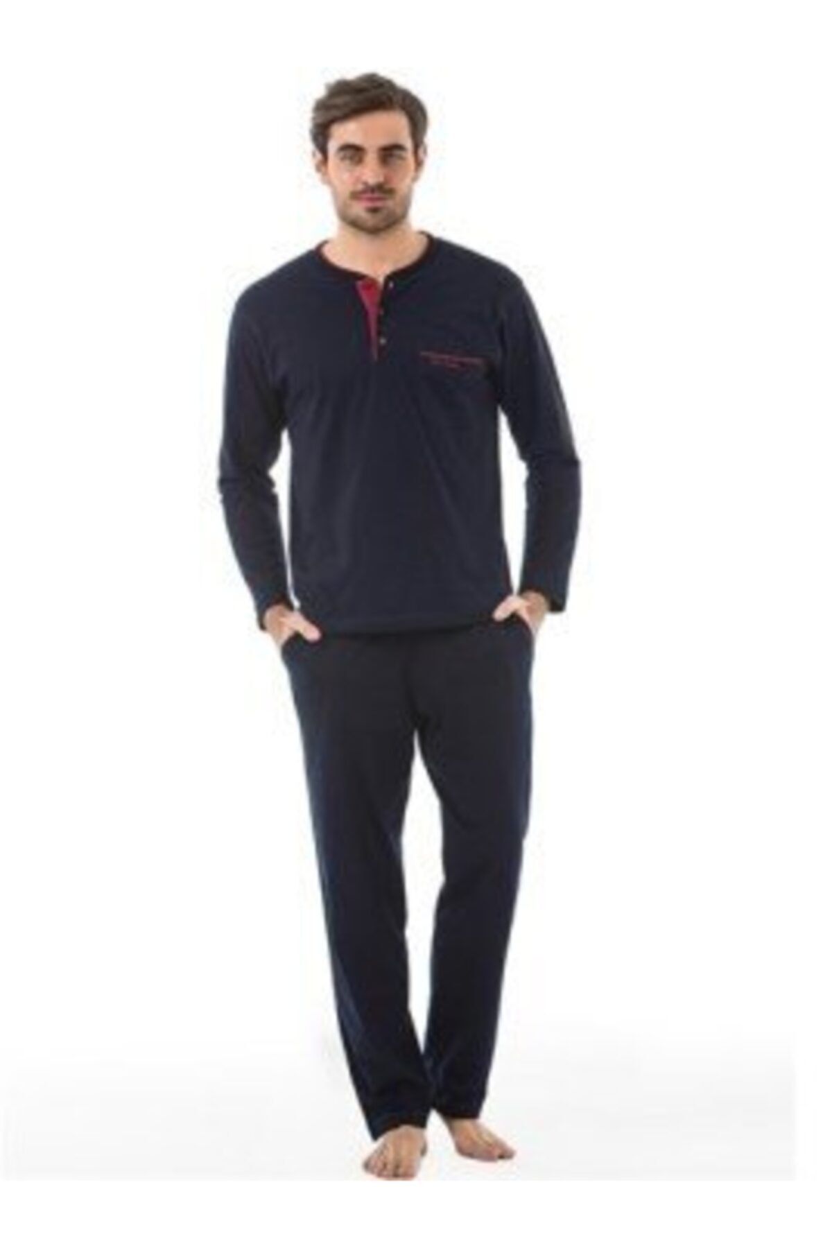 ست پیژامه آبی مردانه P.cardin 5560 کت و شلوار روپوش 5 تکه سرمه ای Pierre Cardin