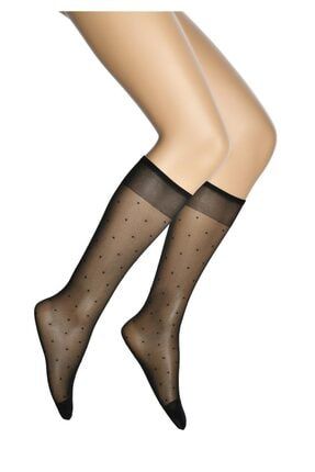 Puantiye Desenli 20 Denye Dizaltı Kadın Çorap Siyah / 500 36/40 DOR10296_PUANTIYE
