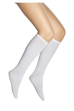 Kalın Opak Dizaltı Kadın Çorap Beyaz / 10 DOR10289