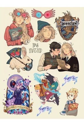 Luna Lovegood Harry Potter Ravenclaw Temalı 12 Adet Ajanda,laptop, Telefon, Planlayıcı Sticker Seti anime
