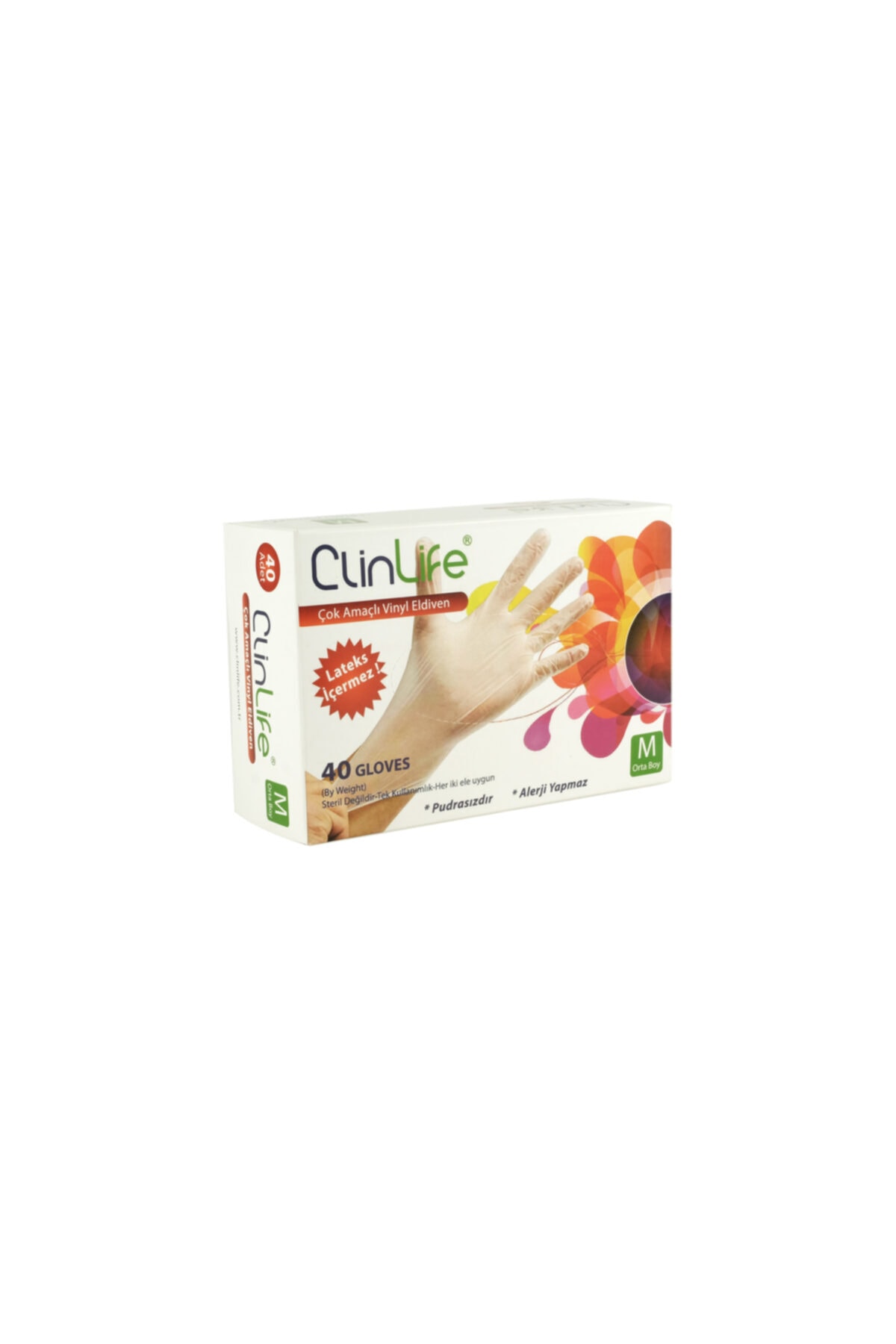 CLİNLİFE Clin Life Şeffaf Vinyl Eldiven 40 Lı - M