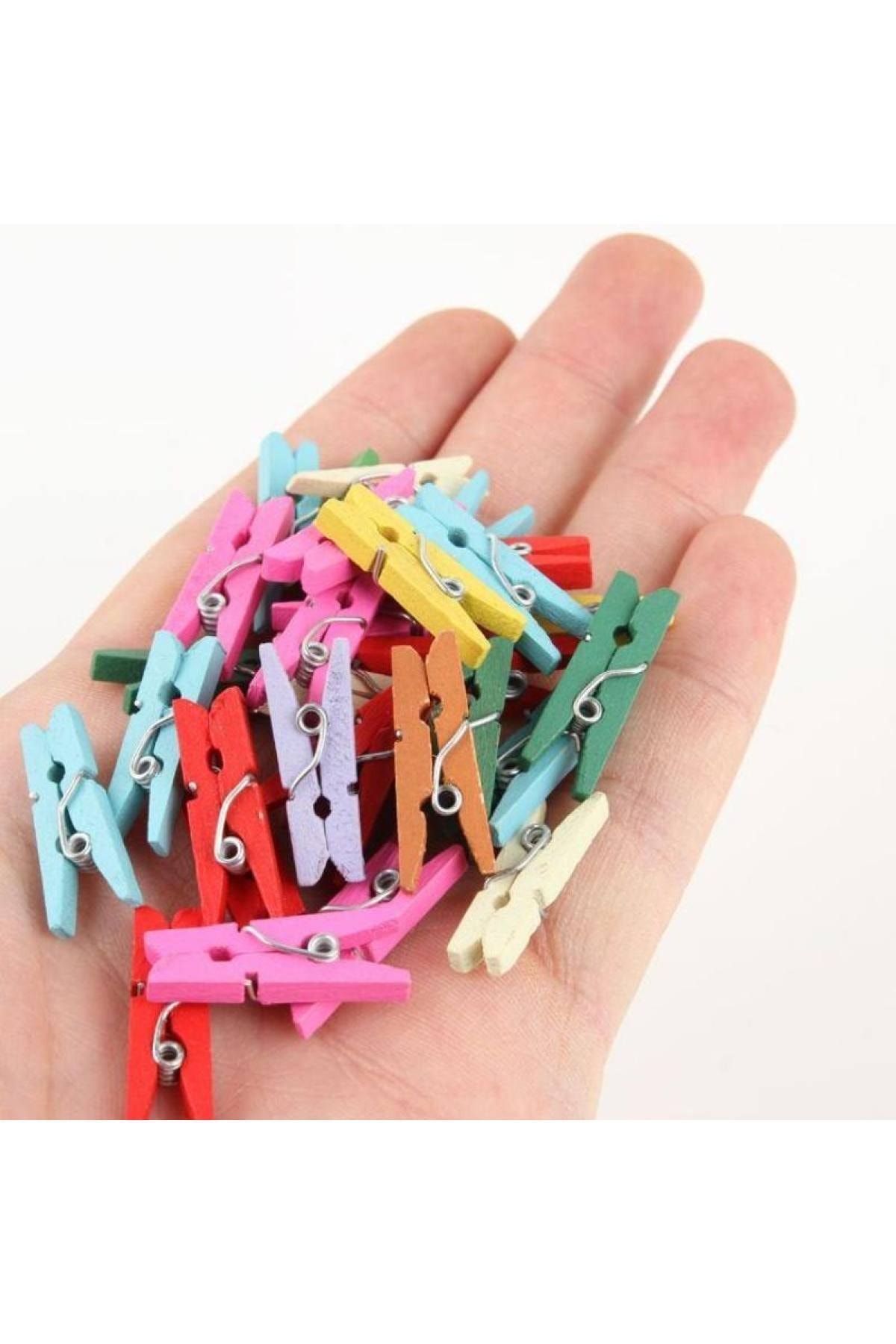 Genel Markalar Renkli Mini Ahşap Mandal (4 Adet)