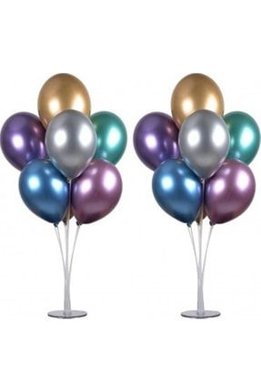 7 Çubuklu Balon Standı 75 Cm Ve 7 Adet Metalik Balon 7cubuklu7metalikbalonlustand
