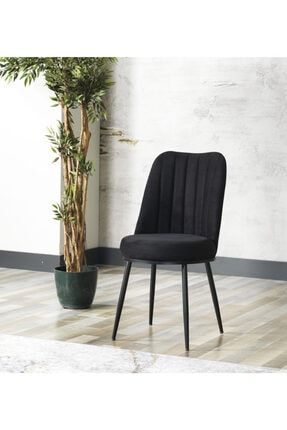 Gold Sandalye- Yemek Masası Sandalyesi - Mutfak Masası Sandalyesi Siyah Renk- Metal Siyah Ayak AVVİO953