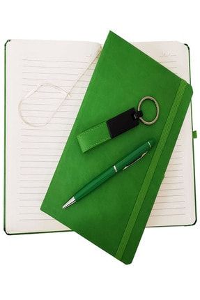 Yeşil Tükenmez Kalem Anahtarlık Ve Defter Seti md211