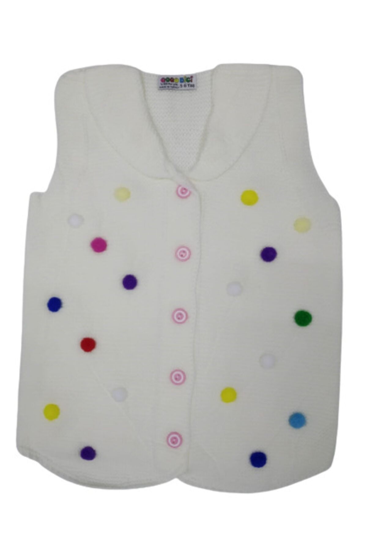gogo bici-Girl's Colorful Pompom Knitwear Vest 1