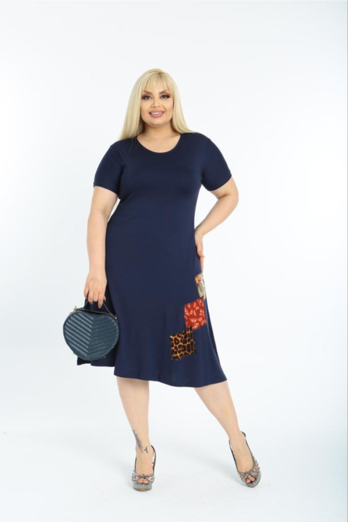 Mezura Short Sleeve Above Knee Summer Viscose Stylish Design Plus