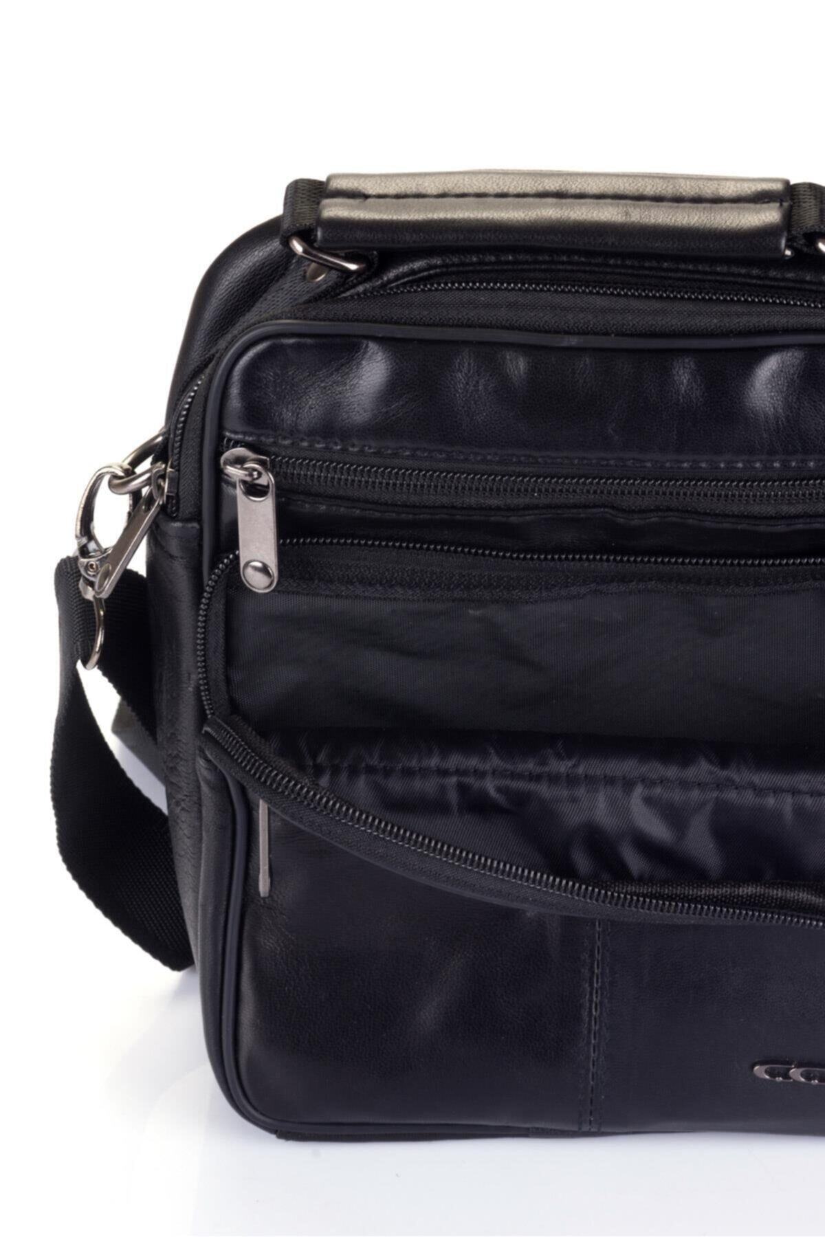 ÇÇS-31002 Genuine Leather Long Strap Handbag Black 4