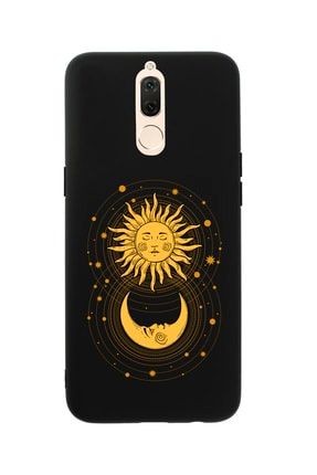 Huawei Mate 10 Lite Moon And Sun Premium Silikonlu Siyah Telefon Kılıfı MCHM10LMAS