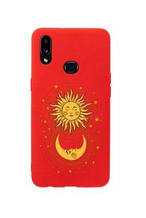 Samsung A10s Moon And Sun Premium Silikonlu Kırmızı Telefon Kılıfı MCSAMA10SLMAS