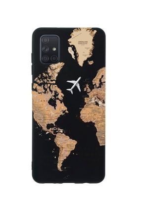 Samsung A71 Harita Desenli Premium Silikonlu Siyah Telefon Kılıfı MCSAMA71LDH