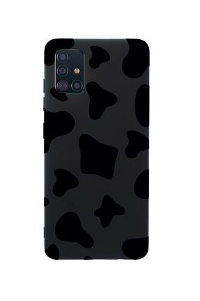 Samsung A51 Inek Desenli Premium Silikonlu Siyah Telefon Kılıfı MCSAMA51LINK