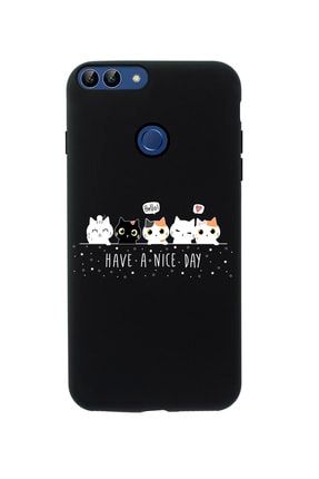 Huawei Psmart (2018) Şirin Kedicikler Premium Silikonlu Siyah Telefon Kılıfı MCHPS18LSRK