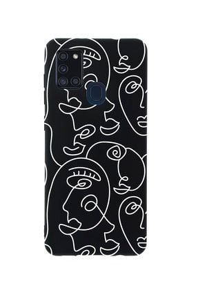 Samsung A21s Face Art Premium Silikonlu Siyah Telefon Kılıfı MCSAMA21SLFCART