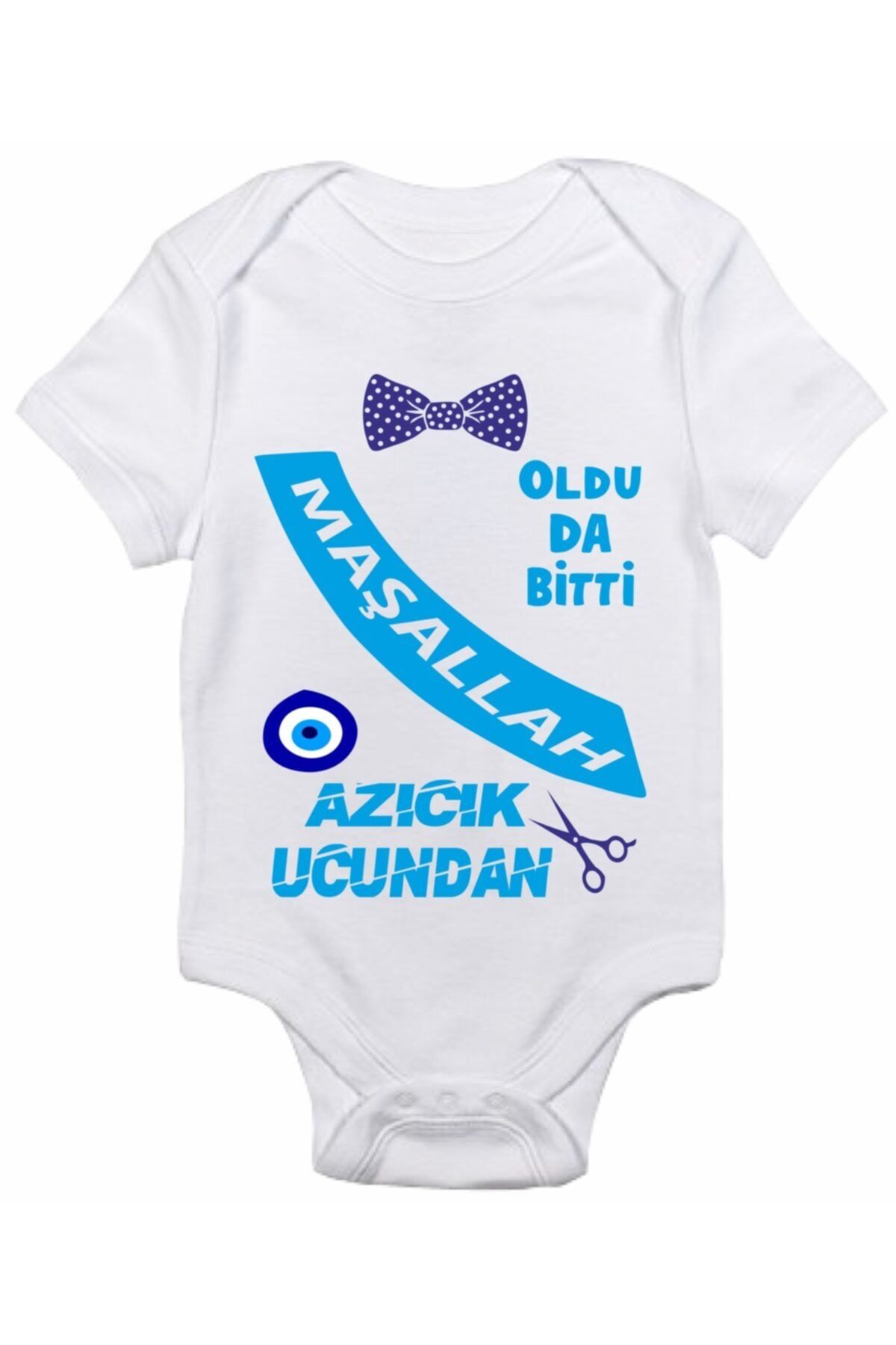 venüsdijital Sünnet Kıyafeti Azıcık Ucundan Baskılı Bebek Body Zıbın