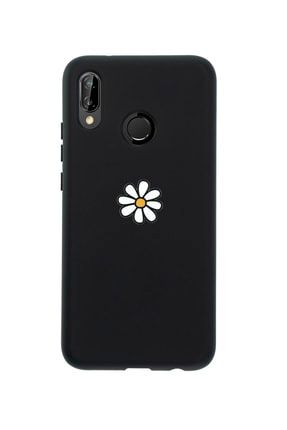 Huawei P20 Lite Papatya Premium Silikonlu Siyah Telefon Kılıfı MCHP20LPAP