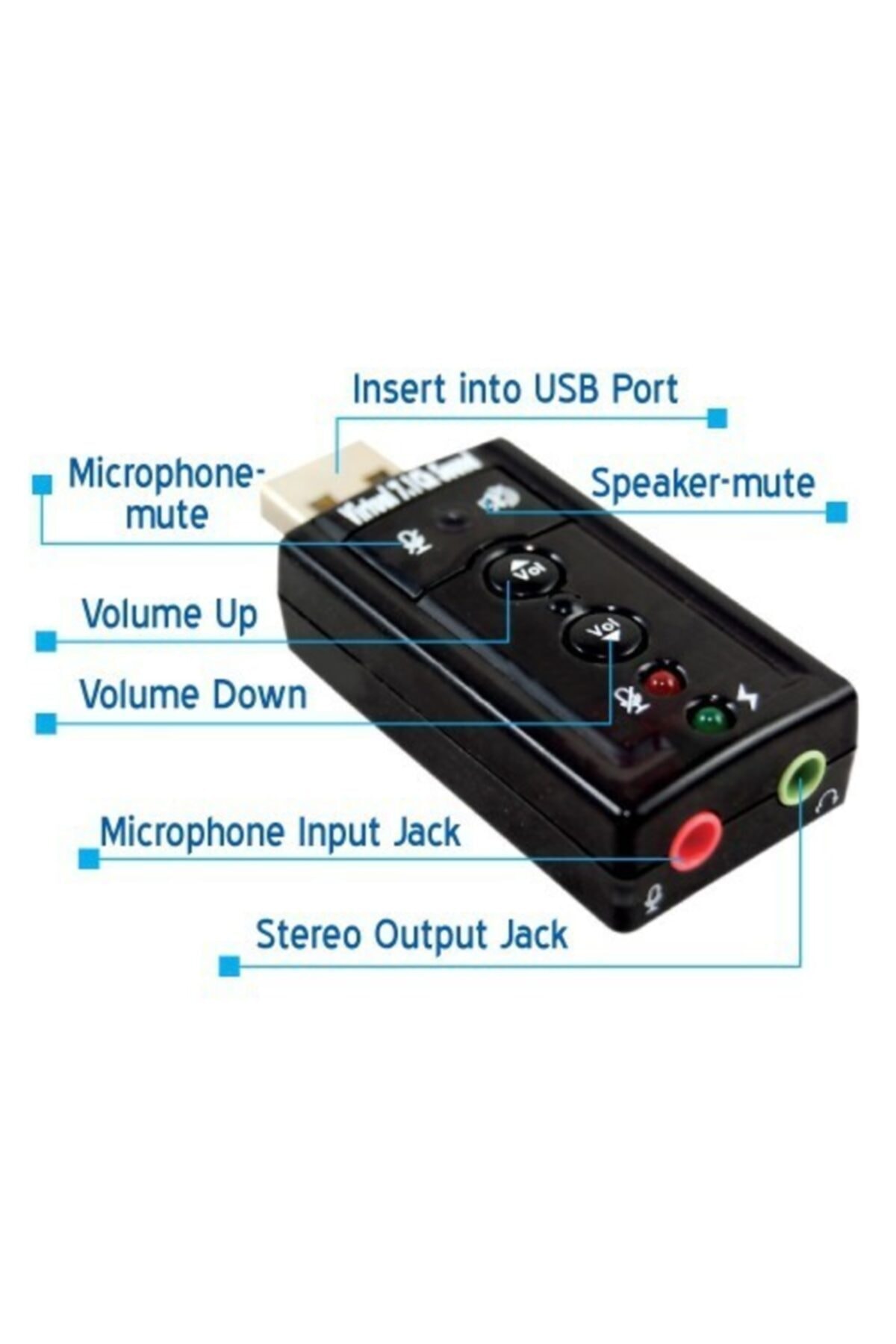 7.1k Usb Ses Kartı 7+1 Ses Kontrollü 2