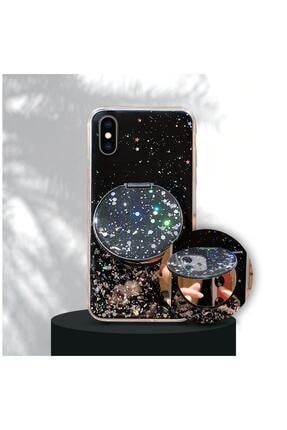 Apple Iphone X Kılıf Zebana Love Aynalı Silikon Kılıf Siyah 2195-m179