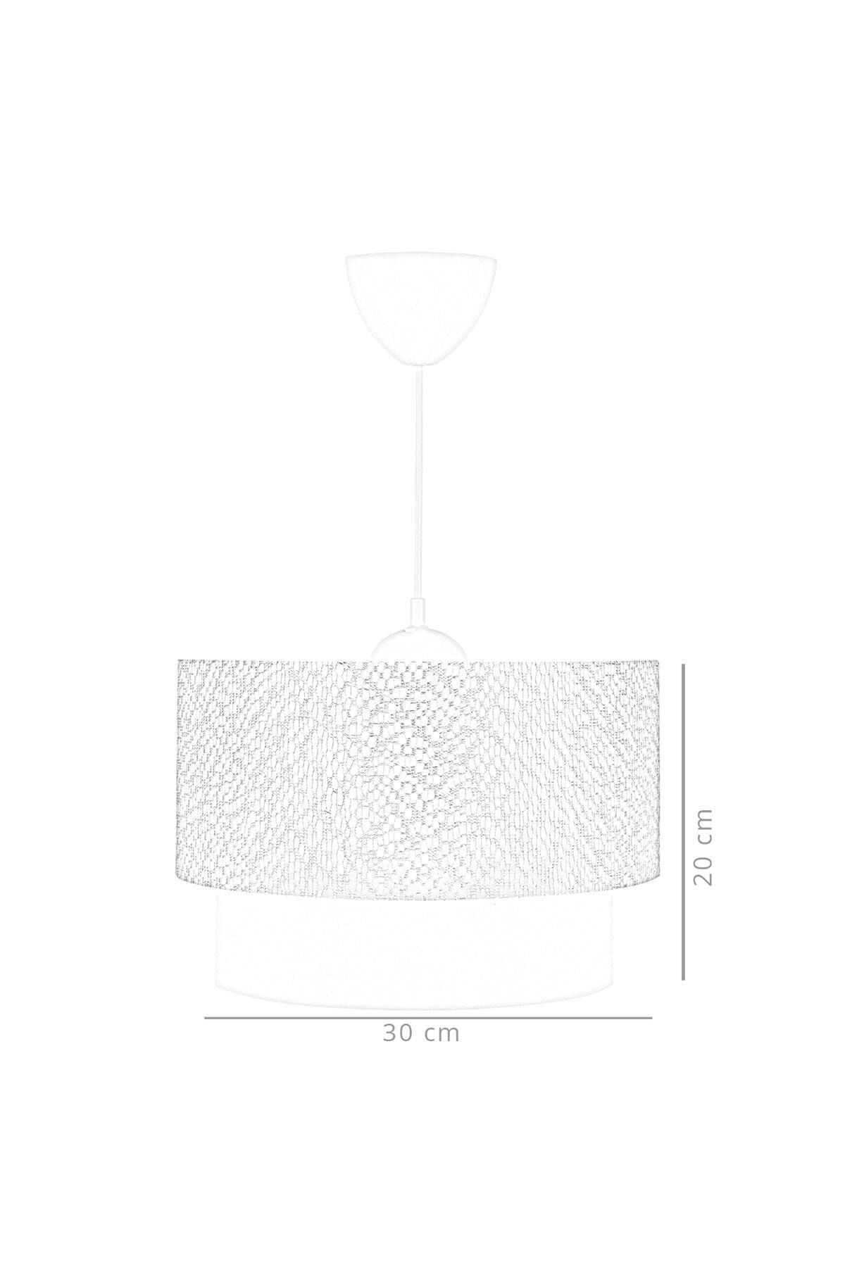 HOMİNG-Artgift Set of 3 Olive Branch Patterned Cake Chandelier and Lampshade 5