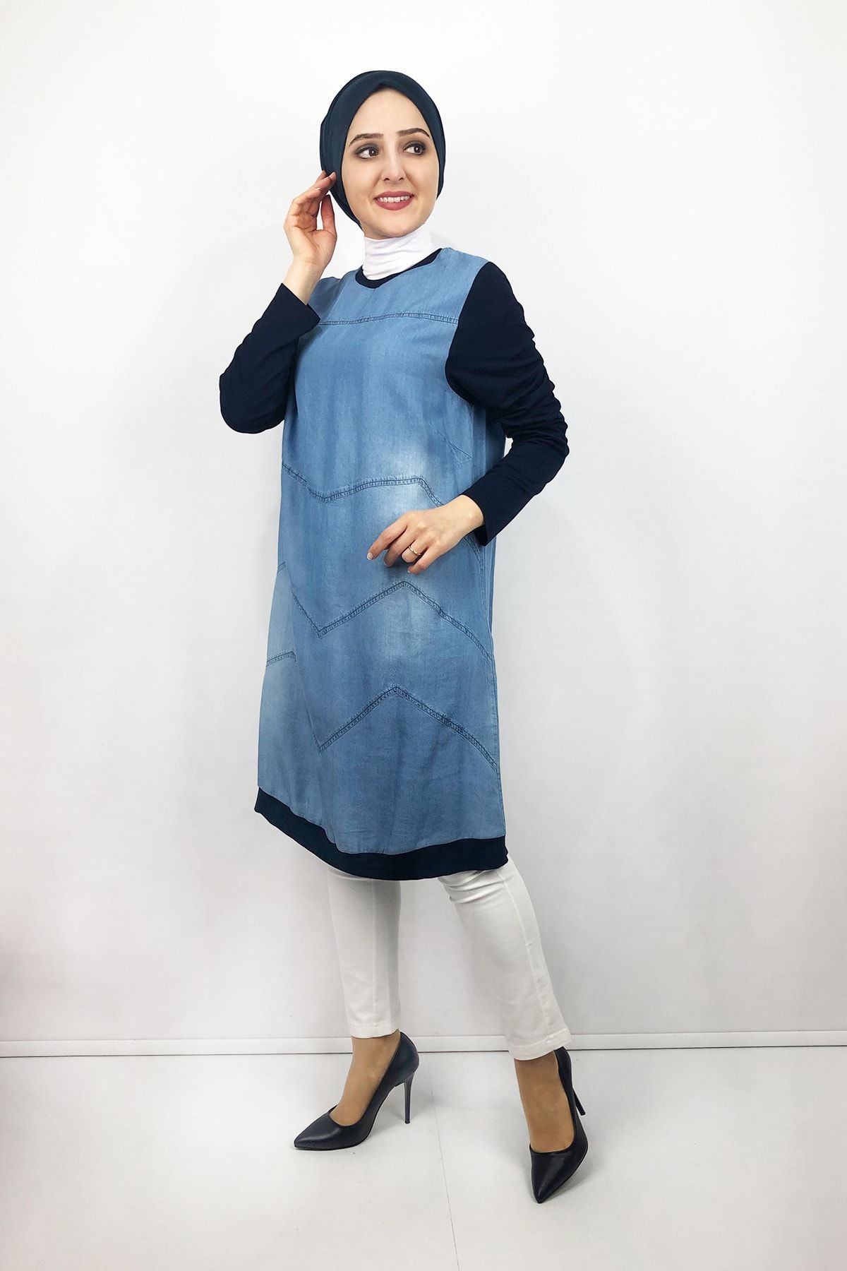 Denim outlet shirt hijab