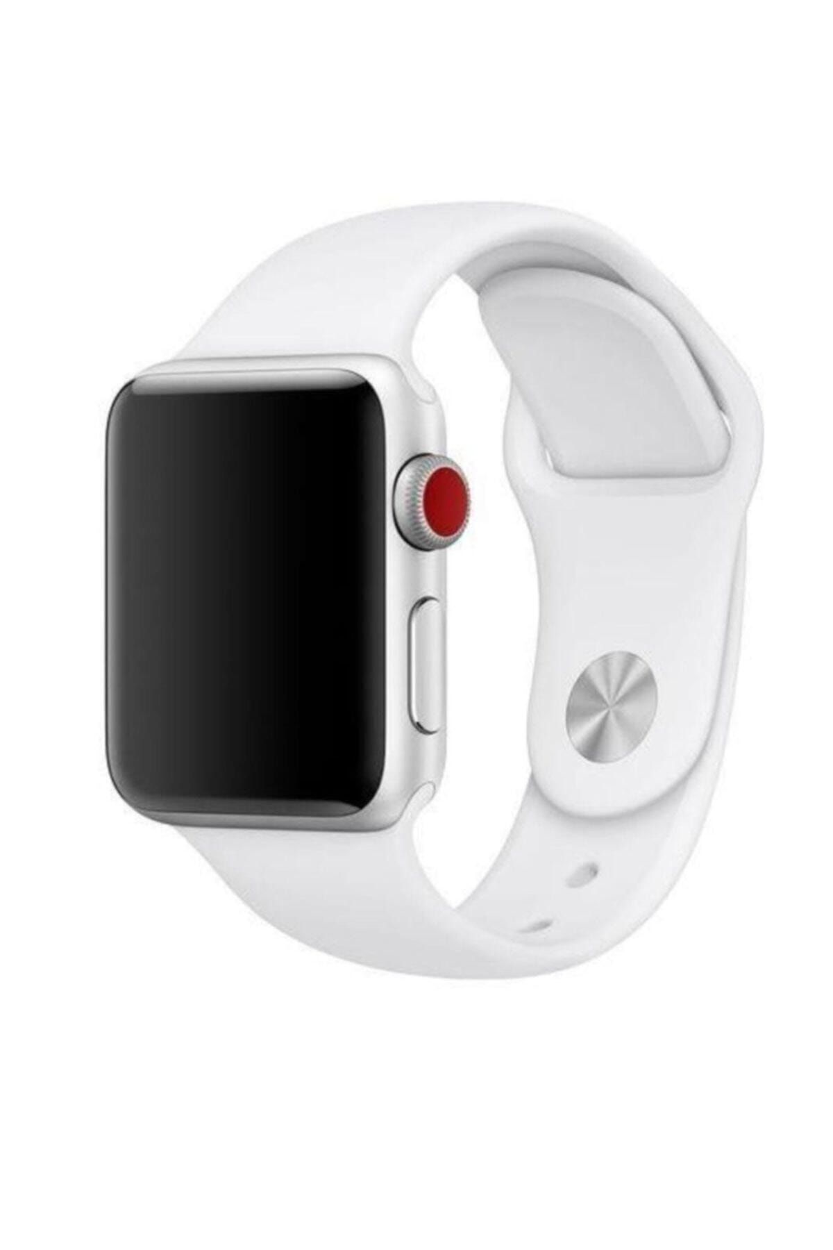 Apple Watch Silikon Kordon Kayış 7 - 6 - Se - 5 - 4 - 3 - 2 - 1 38mm 40mm - Beyaz