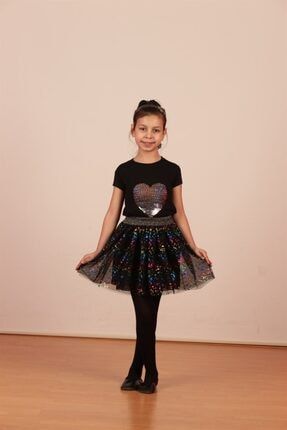 Kız Çocuk Rengarenk Kalp Pullu Tişört TP110