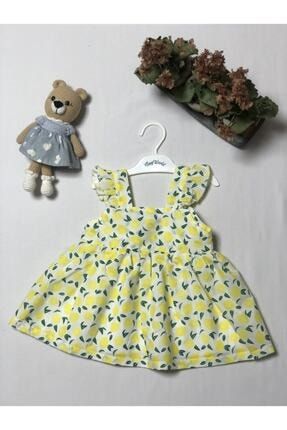 Kız Bebek Melek Kanatlı Limonlu Elbise TW-2127