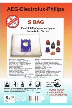 Aeg - Electrolux - Philips S Bag Sentetik Toz Torbası 20 Adet SBAG