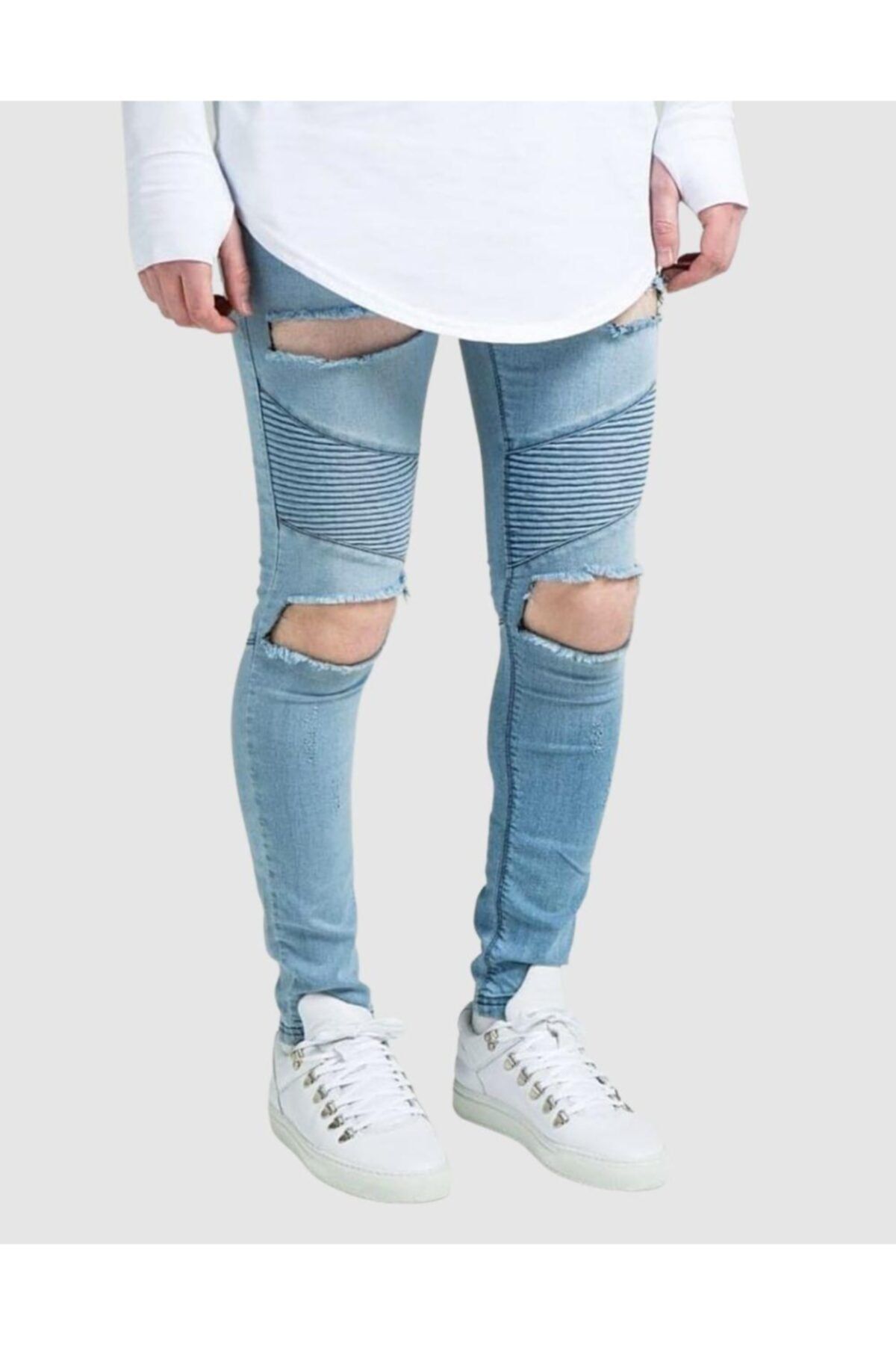 Siksilk Erkek Mavi Extreme Biker Kot Pantolon