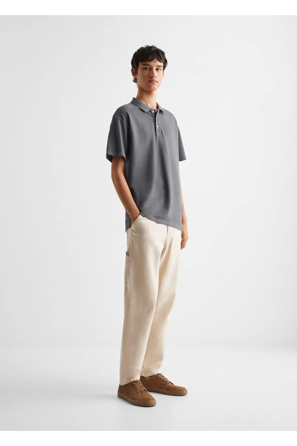 شلوار مردانه بژ MANGO Teen | 47085146 اورجینال - تصویر 2