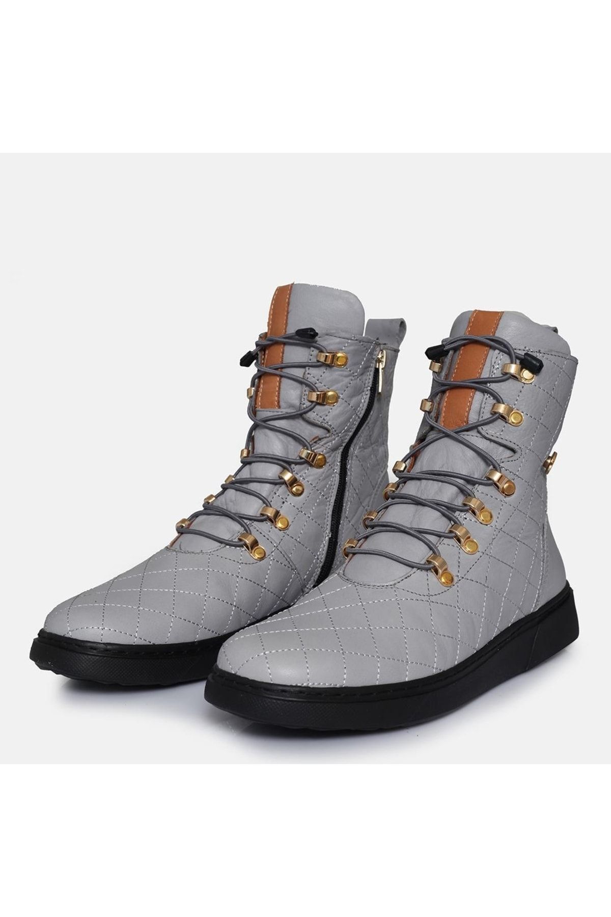 37Numara-Large Size Women's Genuine Leather Boots 41-42-43-44-45 Gray 4