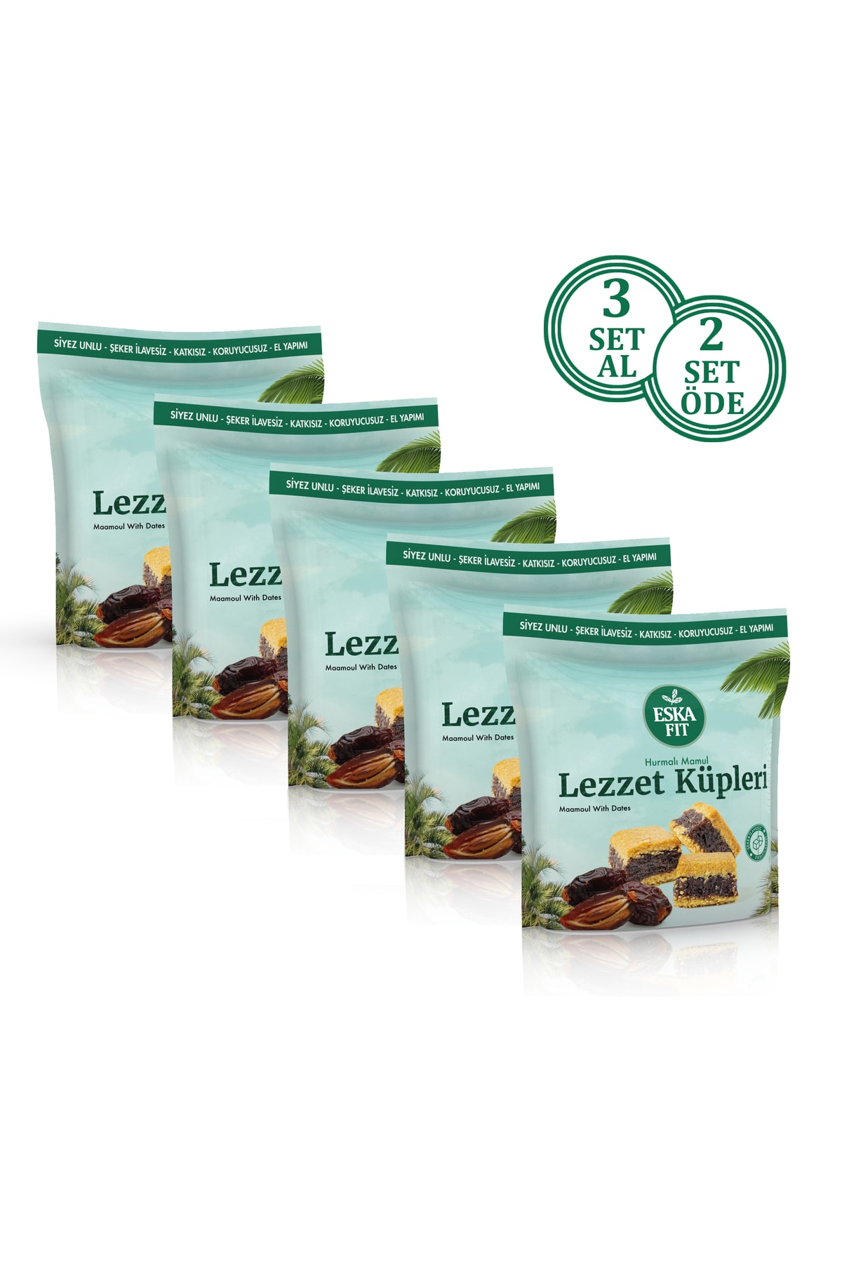 Sugar Free Date Nut Product (1 SET 5 PACKAGE) - Healthy and Nutty Date Snack, Sugar-Free, 5-Pack